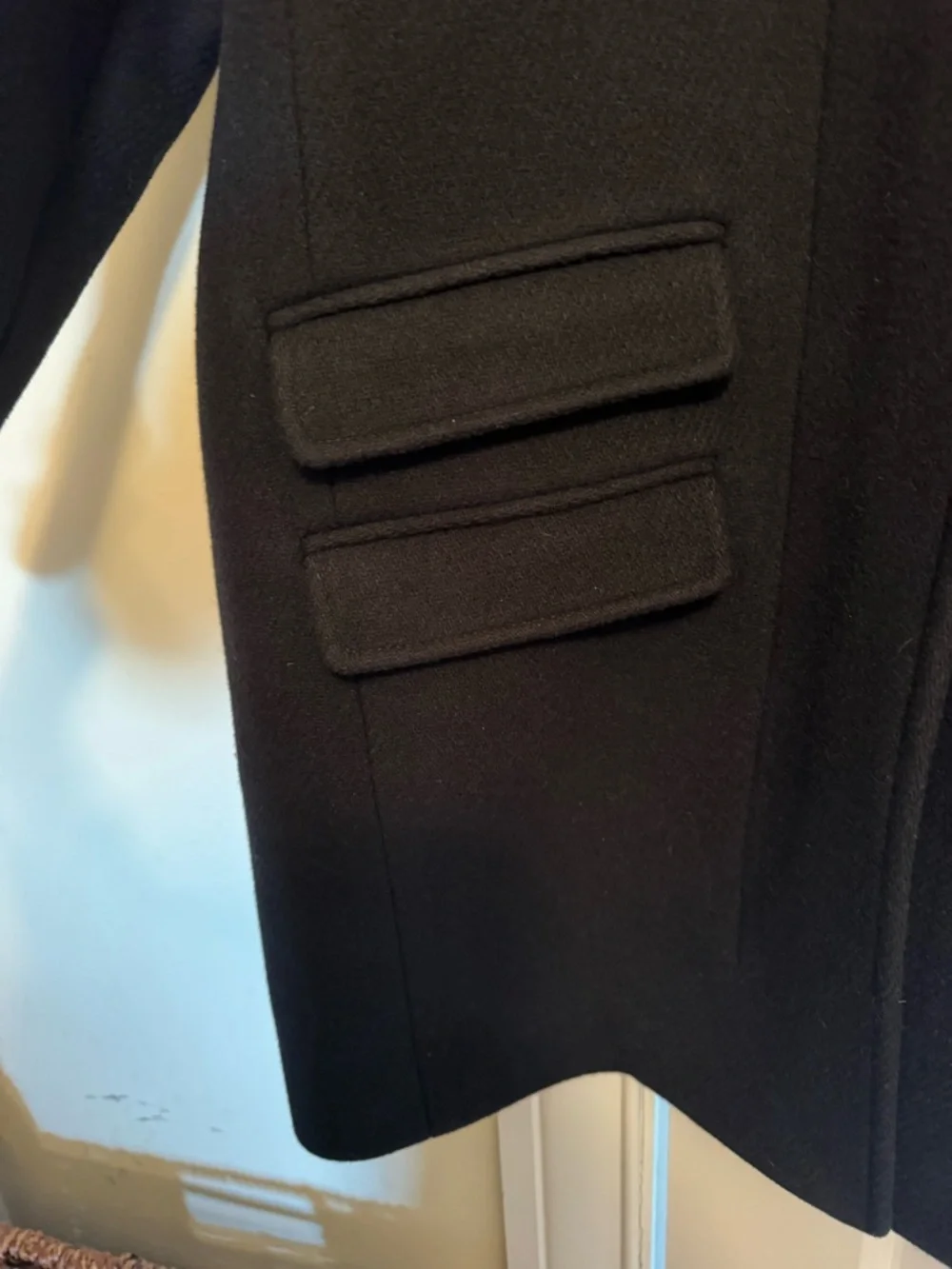 J. Crew Black Wool-Blend Funnel Neck Pea Coat with Gold Buttons - Picture 3 of 11